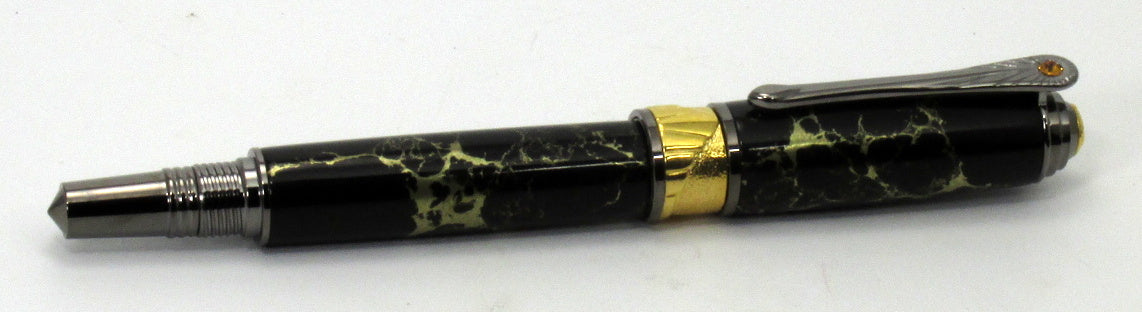 Black with Gold Matrix Fountain Pen - Timber Creek Turnings