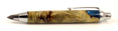 Artist Sketching Pencil with Buckeye Burl With Blue Resin