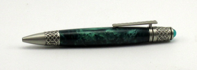 Celtic Themed Pen with Green Swirl Acrylic - Timber Creek Turnings
