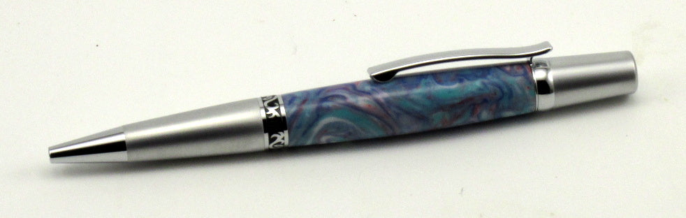 Pastel Blue & Purple Swirl Acrylic on Elegant Sierra Pen - Timber Creek Turnings
