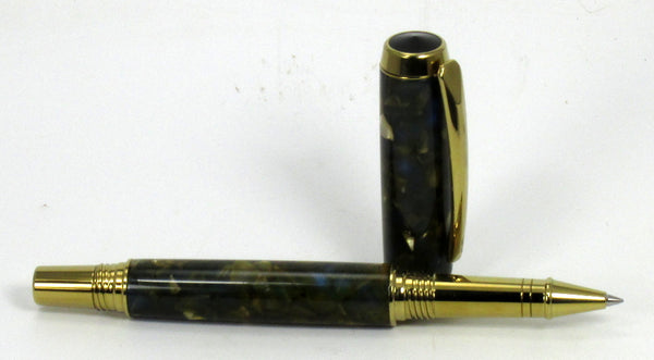 Blue & Gold on Rollerball Pen - Timber Creek Turnings