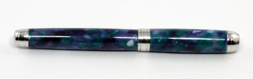 Blue & Purple Mosaic Acrylic on Mistral Rollerball Pen - Timber Creek Turnings