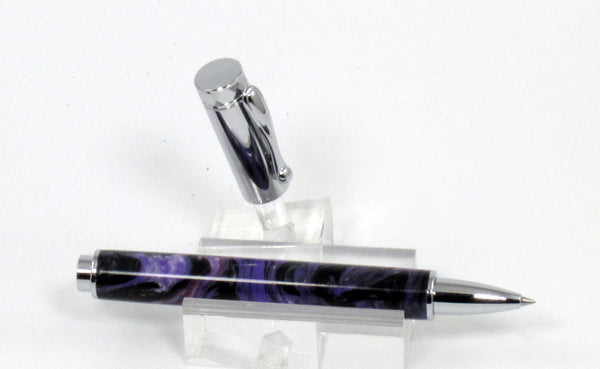 Purple & Silver Playing Card Rollerball Pen - Timber Creek Turnings